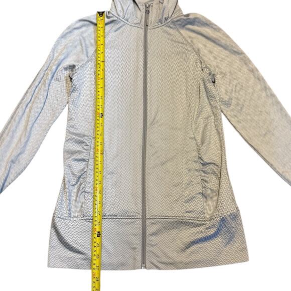 Mondetta White Gray Chevron Yoga Hooded Jacket Size Small EUC - Picture 7 of 7